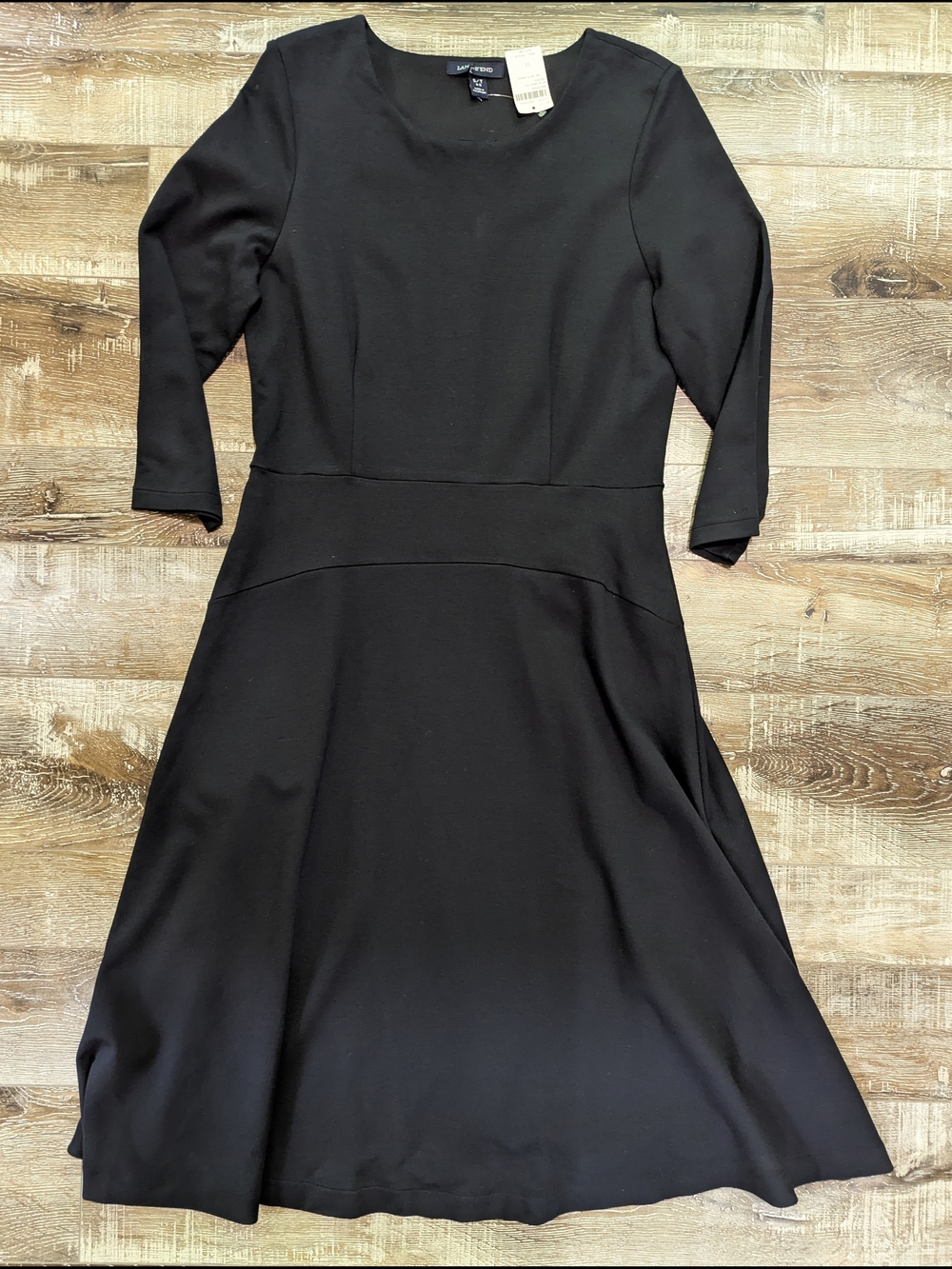 Land's End Comfortable Black Fit-and-Flare Dress